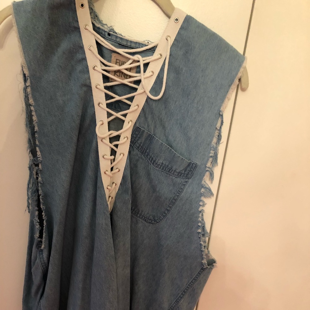 LF FURST OF A KIND Lace up denim dress